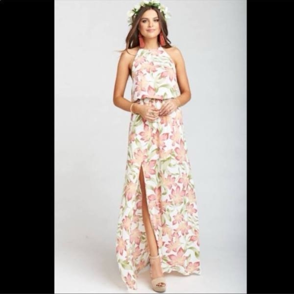 Show Me You MuMu NWT Heather Halter Maxi Dress in Lily Lady Pink and White XL - Picture 14 of 14